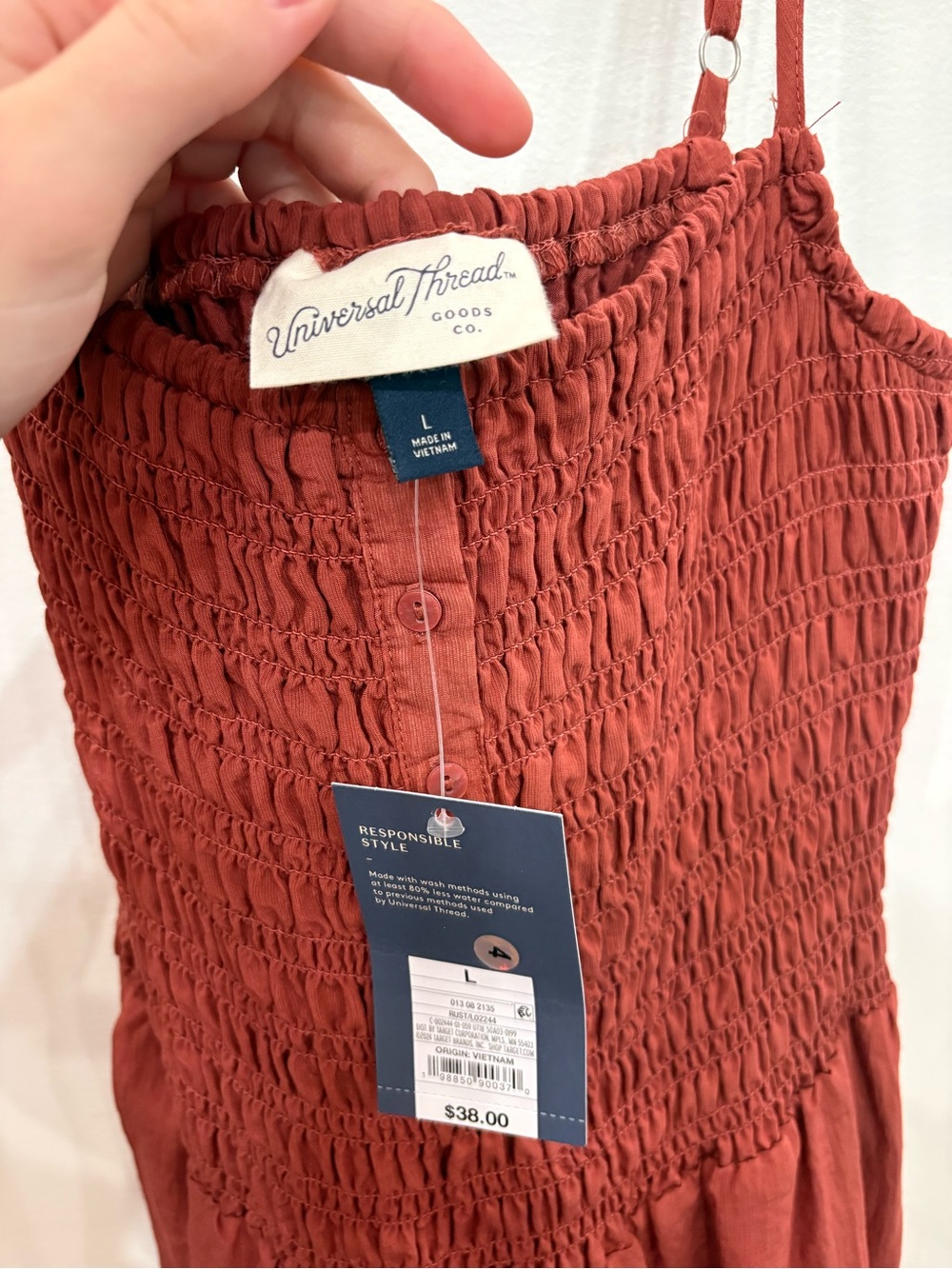 Universal Thread Rust Red Smocked Maxi Dress with Spaghetti Straps - Picture 3 of 3